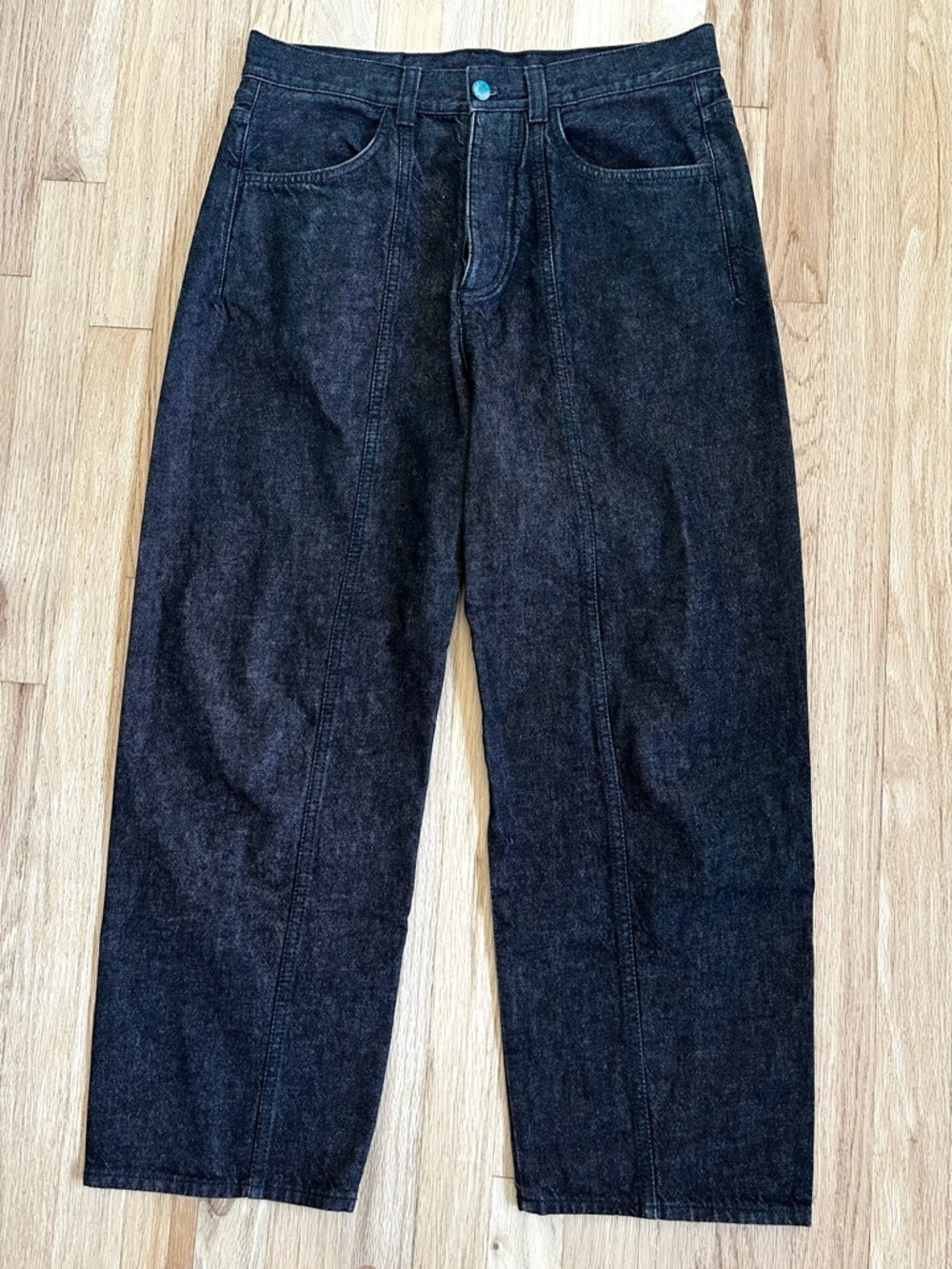 COS mid-rise relaxed wide leg barrel jeans cotton washed black size 29 - Picture 2 of 11